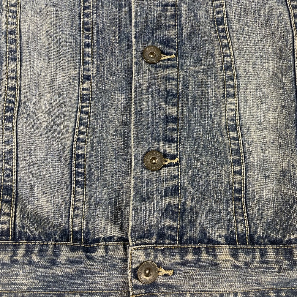 Southpole Premiun Mens Blue Biker Patched Denim Vest Size L - Picture 6 of 15